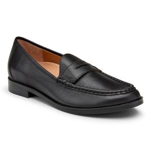 Waverly Textured Black Leather Loafers Arch Support